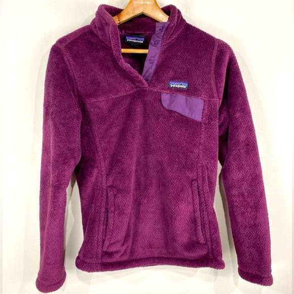 Patagonia Polar Tec Snap Up Down Fleece Pullover Sweatshirt Jacket Purple Small - Picture 1 of 5
